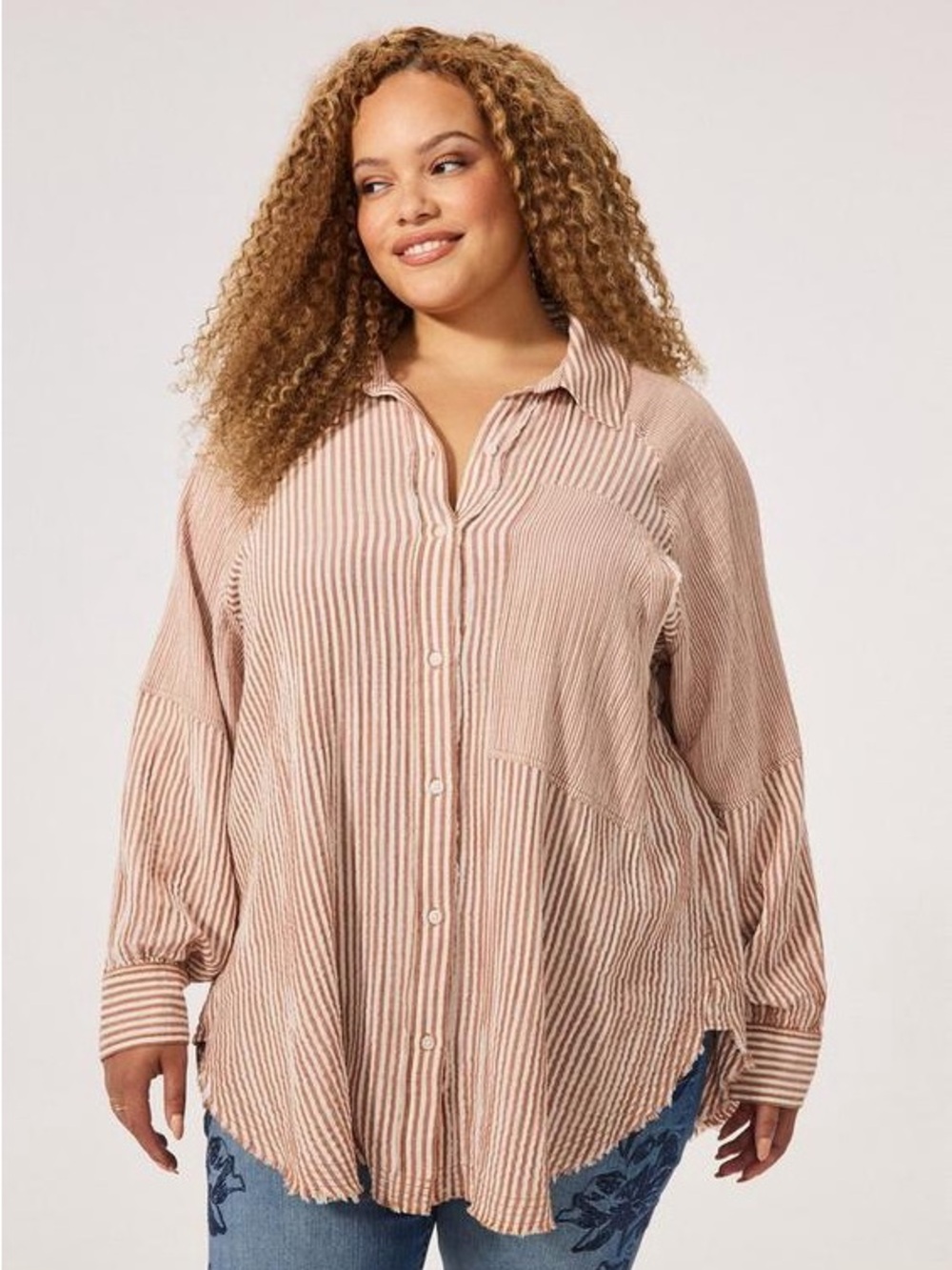 Torrid Festi Cotton Button-Up Relaxed Tunic